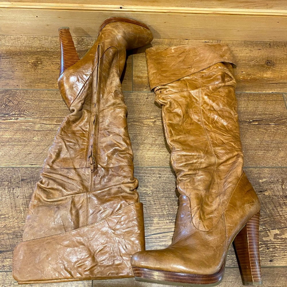 Jessica Simpson Knee High Camel Leather Boots